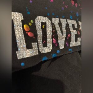 PINK Victoria's Secret Black Leggings with Colorful LOVE Design